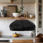 Bohemian Rattan Pendant Light With Solid Wood Cover for Dining Room — Greenwich Home & Living