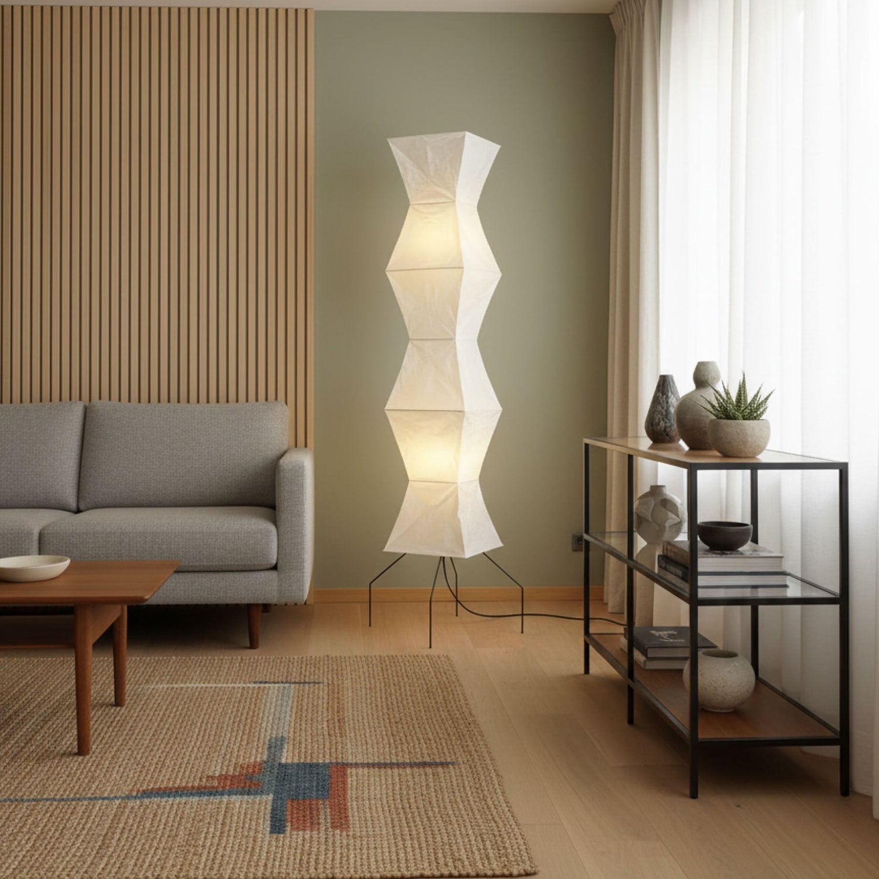 Modern Rice Paper Floor Lamp for Living Room and Bedroom — Greenwich Home & Living