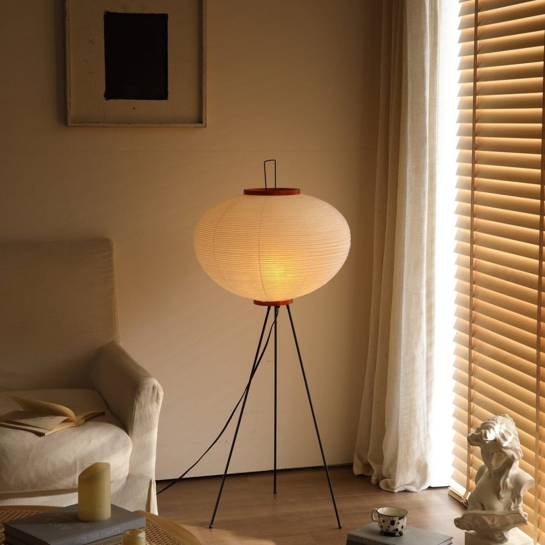 Modern Rice Paper Floor Lamp for Living Room and Bedroom — Greenwich Home & Living