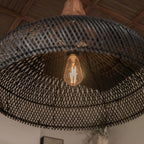 Bohemian Rattan Pendant Light With Solid Wood Cover for Dining Room — Greenwich Home & Living