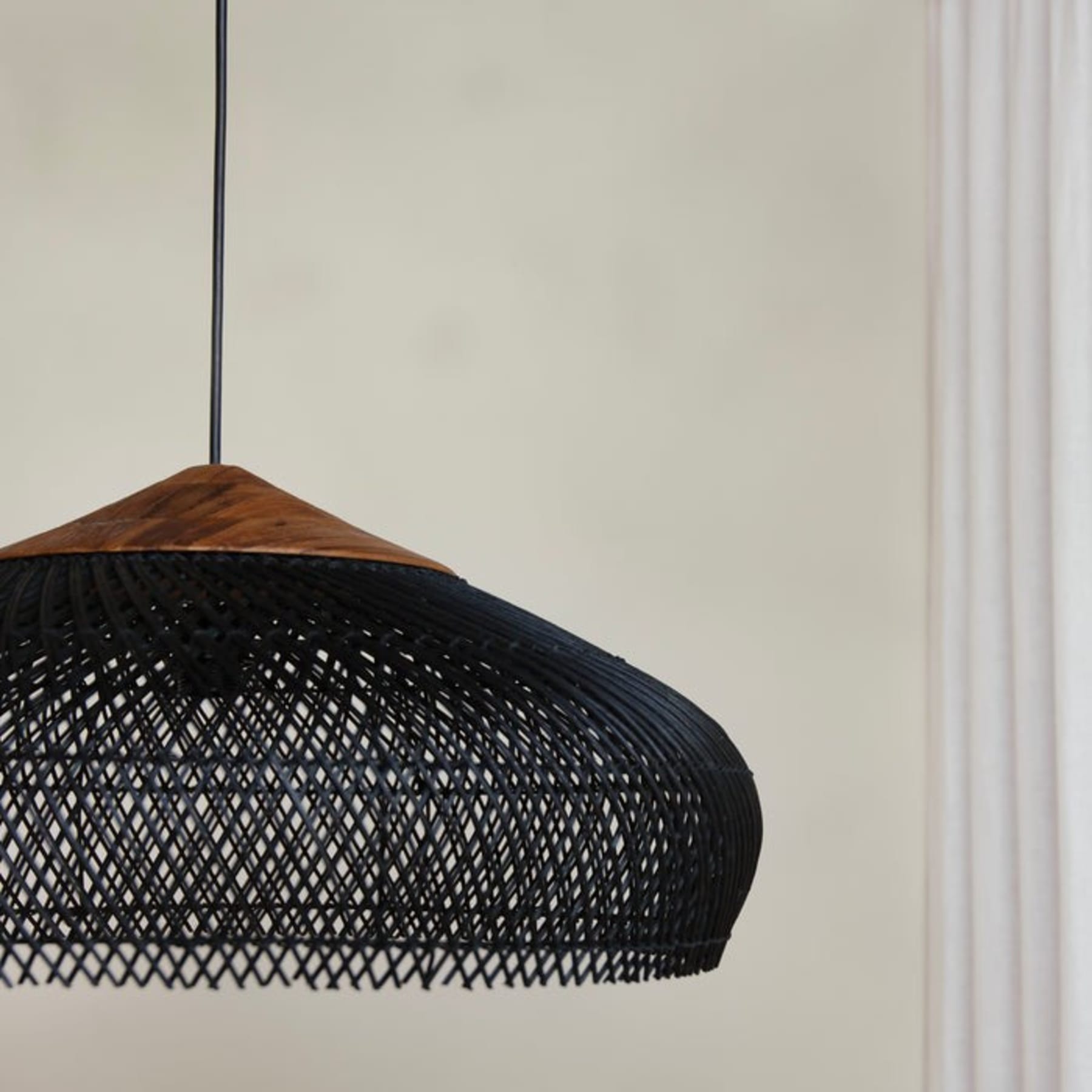 Bohemian Rattan Pendant Light With Solid Wood Cover for Dining Room — Greenwich Home & Living