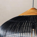 Bohemian Rattan Pendant Light With Solid Wood Cover for Dining Room — Greenwich Home & Living