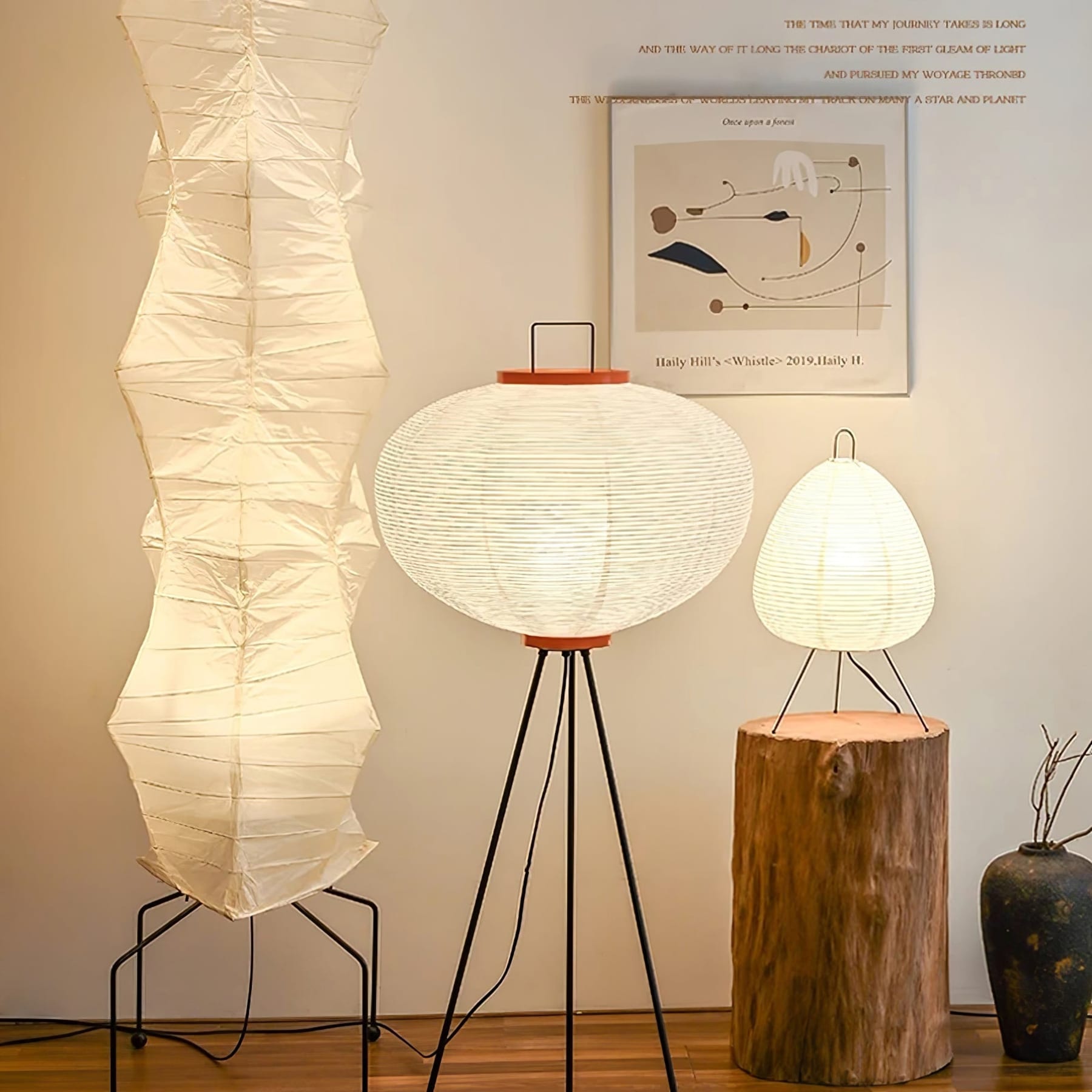 Modern Rice Paper Floor Lamp for Living Room and Bedroom — Greenwich Home & Living