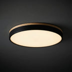 Minimalist Wood Flush Mount Ceiling Light With Remote Dimming in Black — Greenwich Home & Living