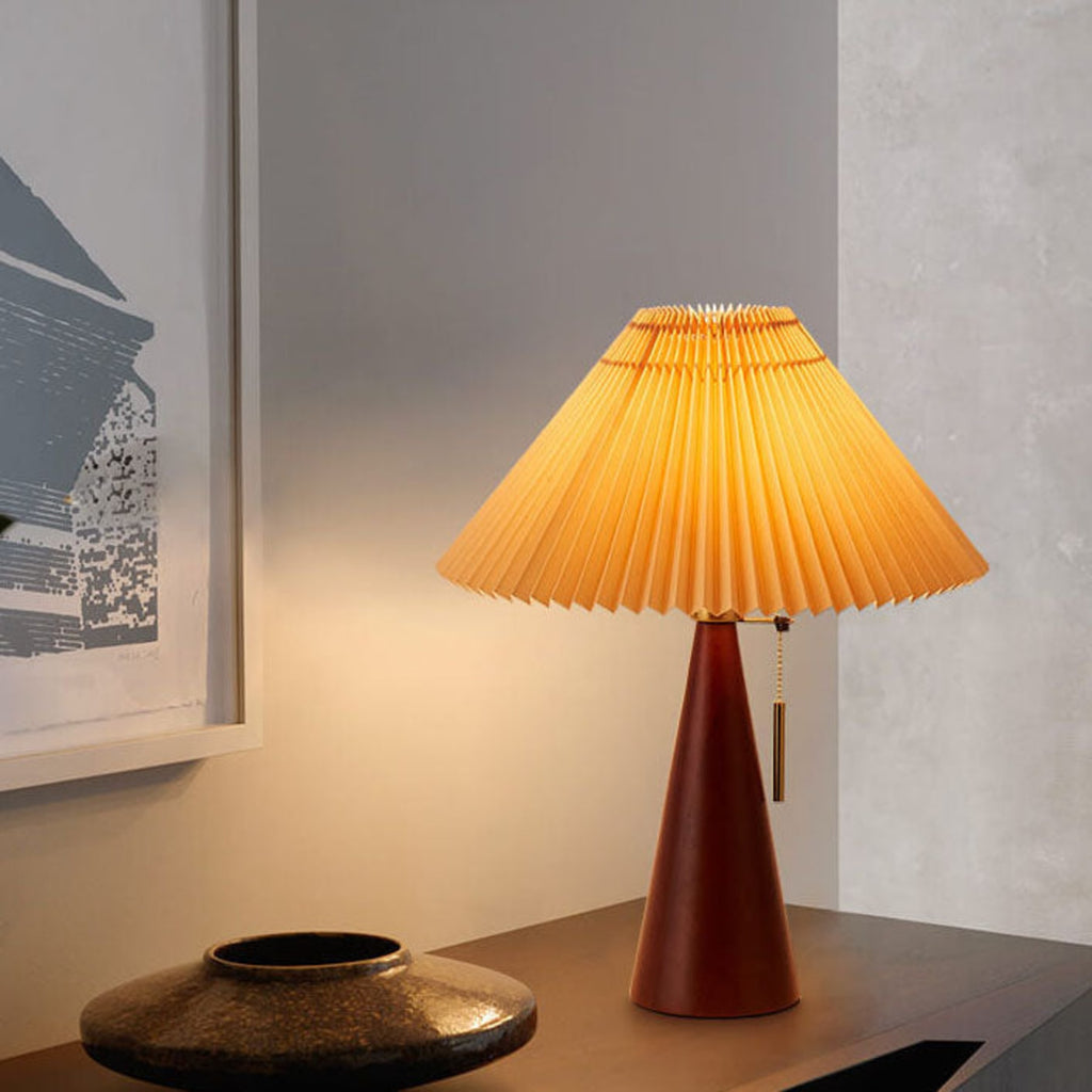 Scandinavian Wood Table Lamp With Fabric Shade — Greenwich Home & Living