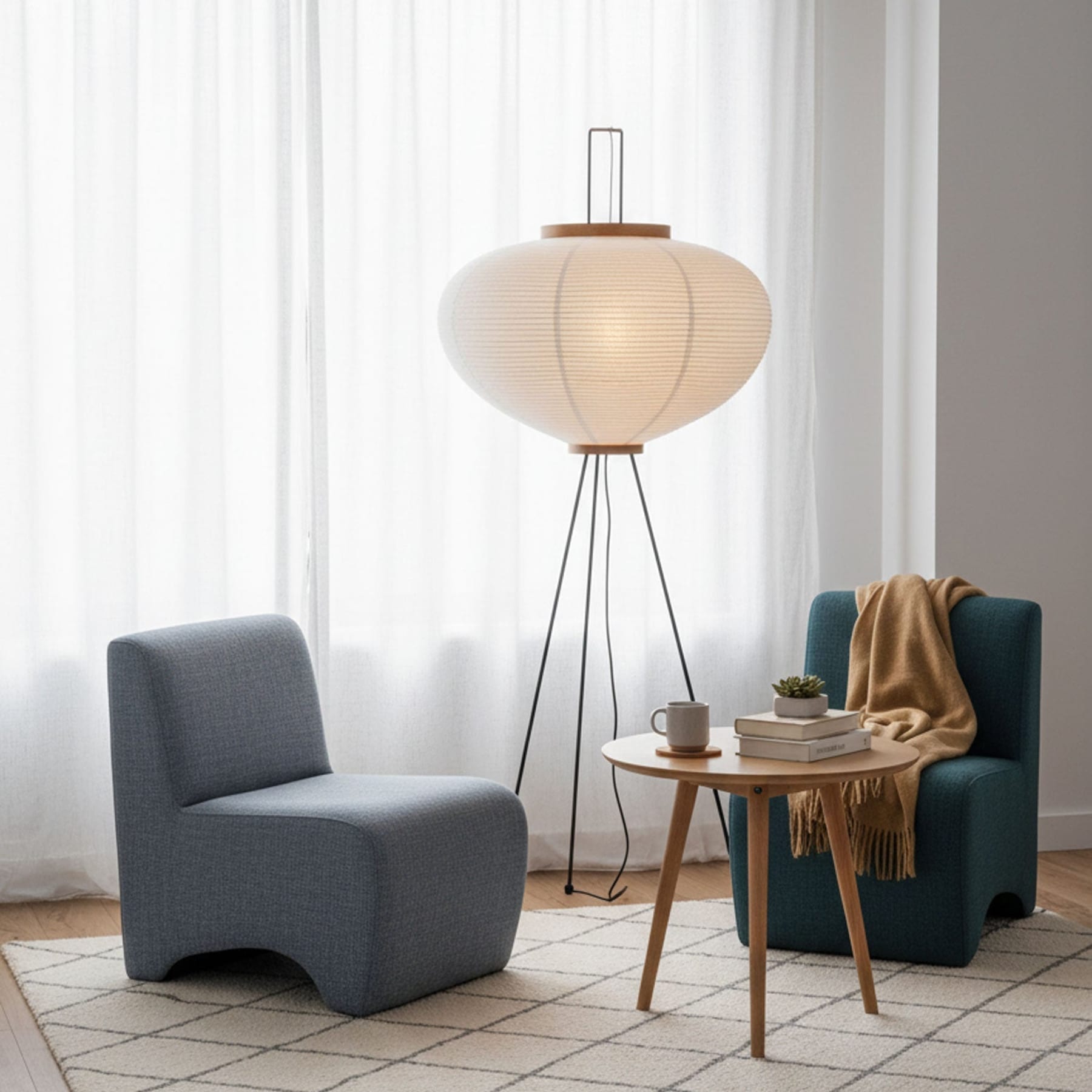 Modern Rice Paper Floor Lamp for Living Room and Bedroom — Greenwich Home & Living