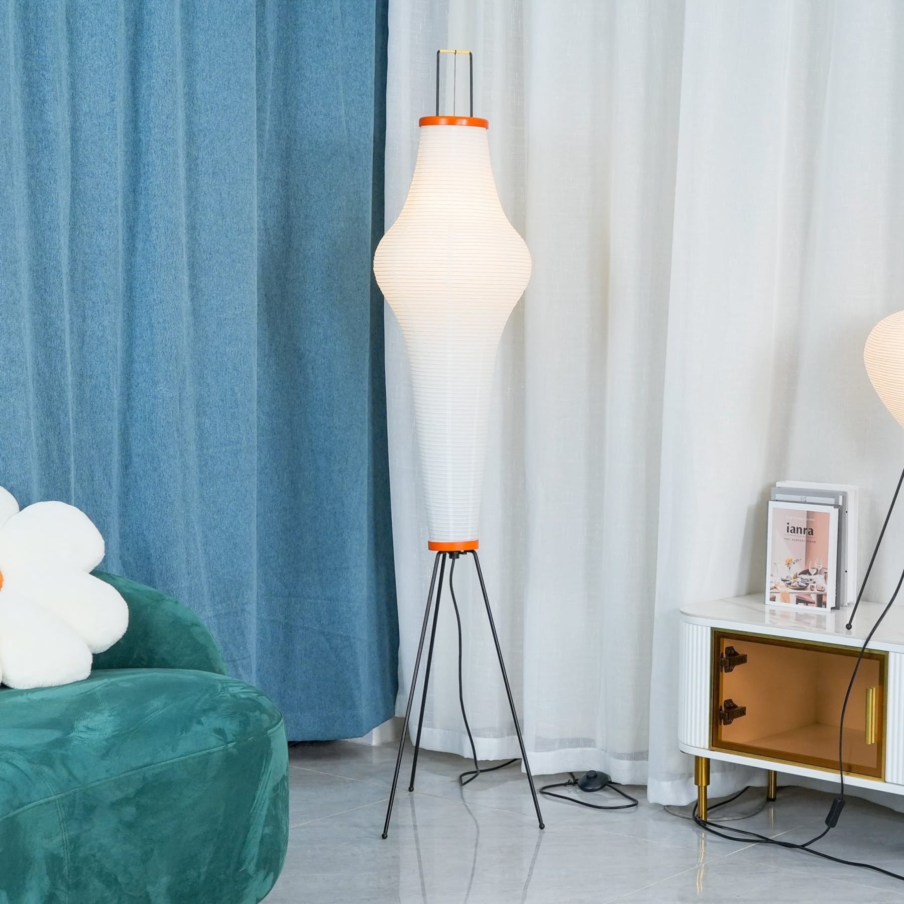 Modern Rice Paper Floor Lamp for Living Room and Bedroom — Greenwich Home & Living