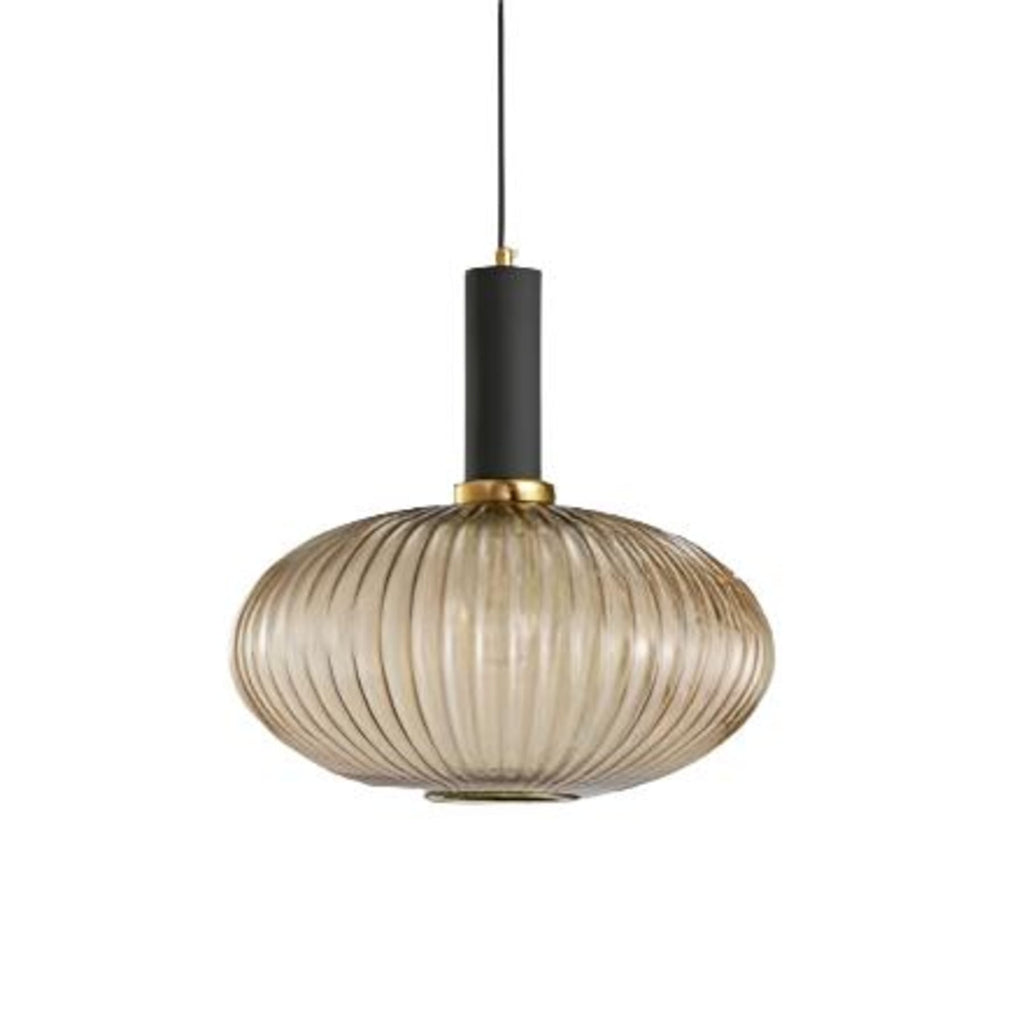Contemporary Glass Pendant Light for Living and Dining Rooms in Rounded Drum Shape - Ø12" (Ø30 cm) — Greenwich Home & Living