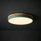 Minimalist Wood Flush Mount Ceiling Light With Remote Dimming in Green — Greenwich Home & Living