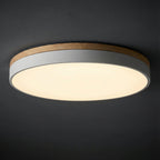 Minimalist Wood Flush Mount Ceiling Light With Remote Dimming in White — Greenwich Home & Living