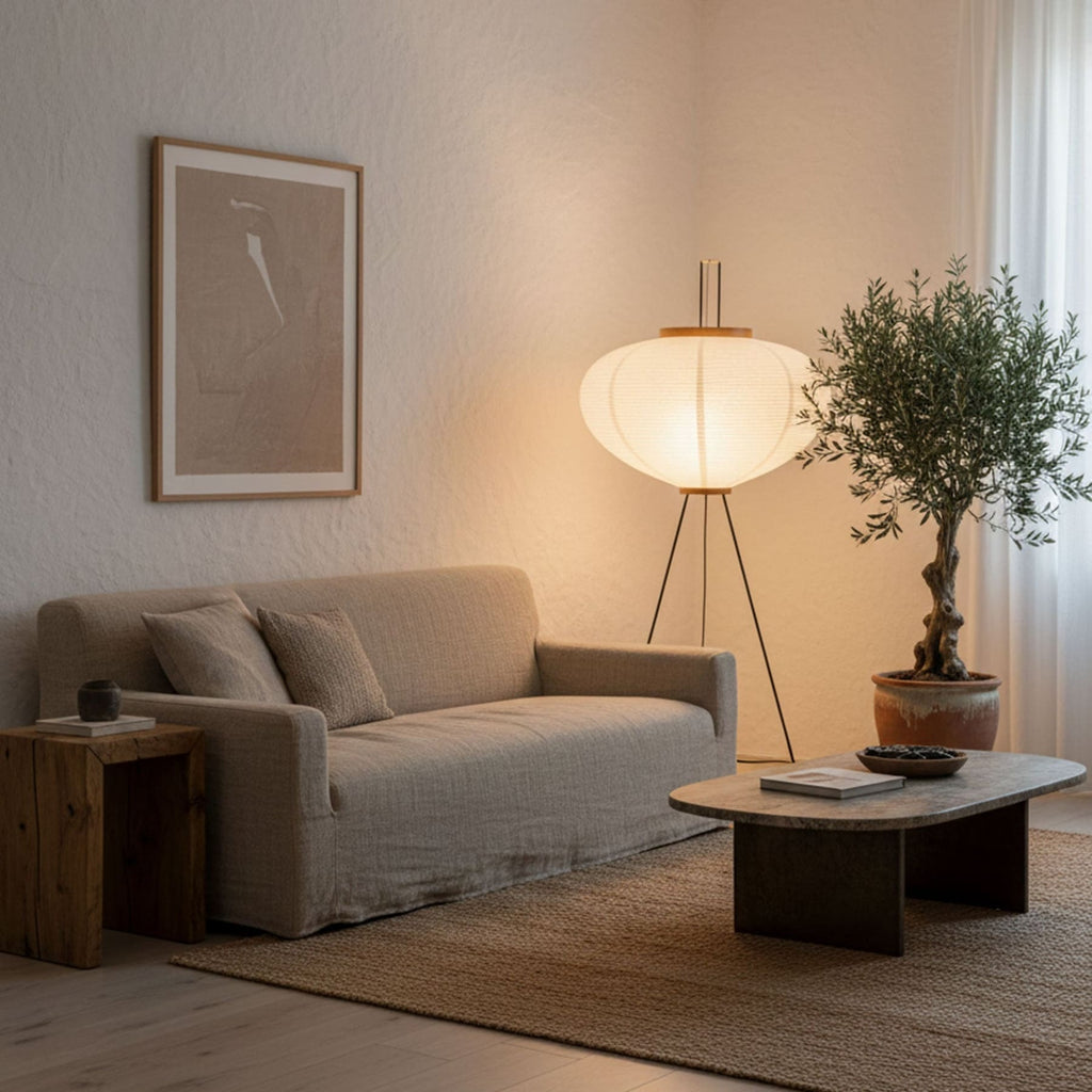 Modern Rice Paper Floor Lamp for Living Room and Bedroom — Greenwich Home & Living