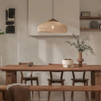 Bohemian Rattan Pendant Light With Solid Wood Cover for Dining Room — Greenwich Home & Living