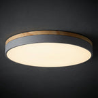 Minimalist Wood Flush Mount Ceiling Light With Remote Dimming in Gray — Greenwich Home & Living