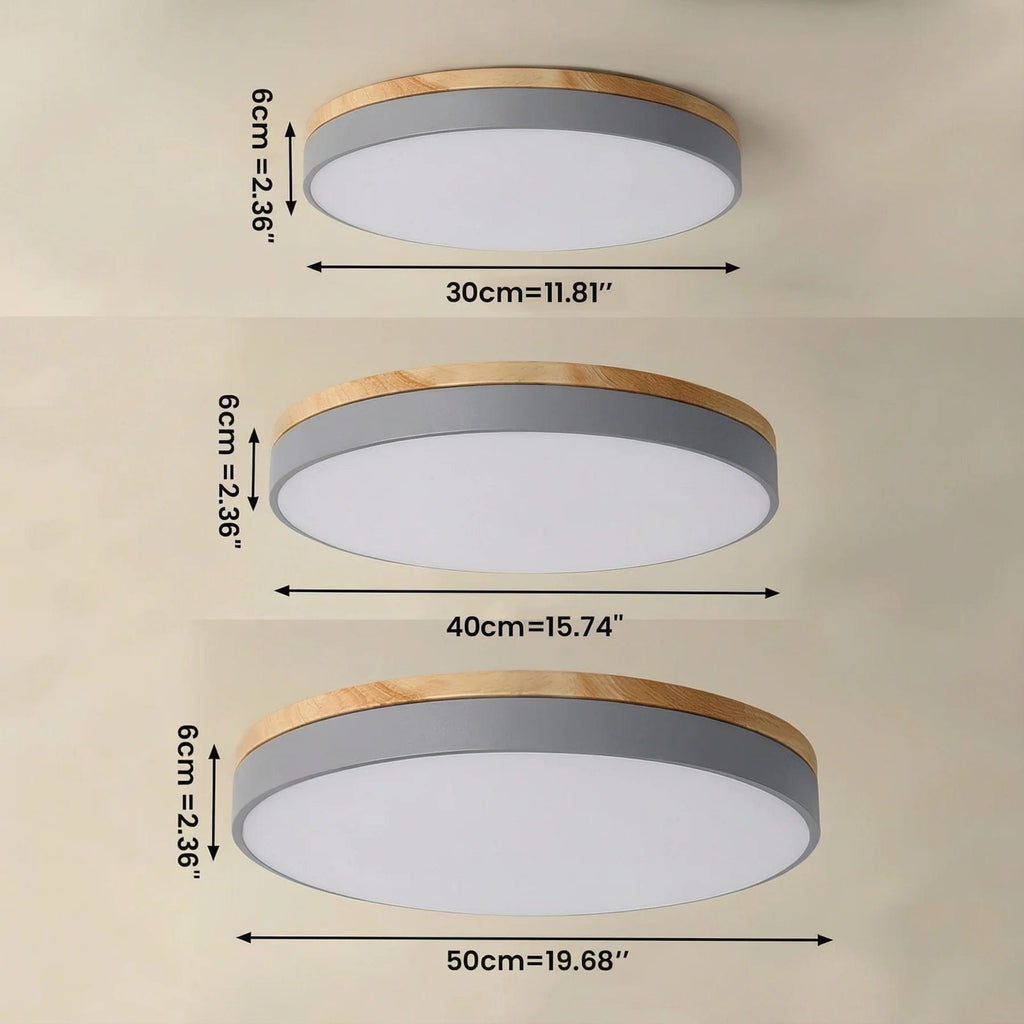 Minimalist Wood Flush Mount Ceiling Light With Remote Dimming — Greenwich Home & Living