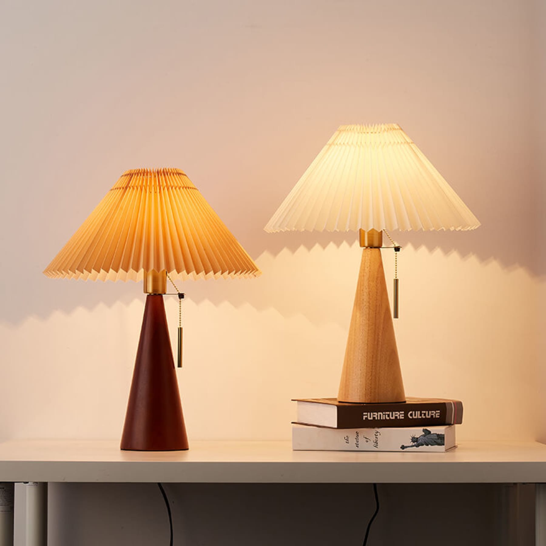 Scandinavian Wood Table Lamp With Fabric Shade — Greenwich Home & Living