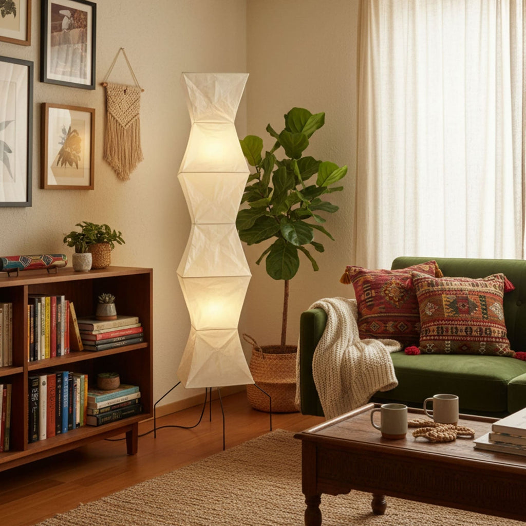 Modern Rice Paper Floor Lamp for Living Room and Bedroom — Greenwich Home & Living