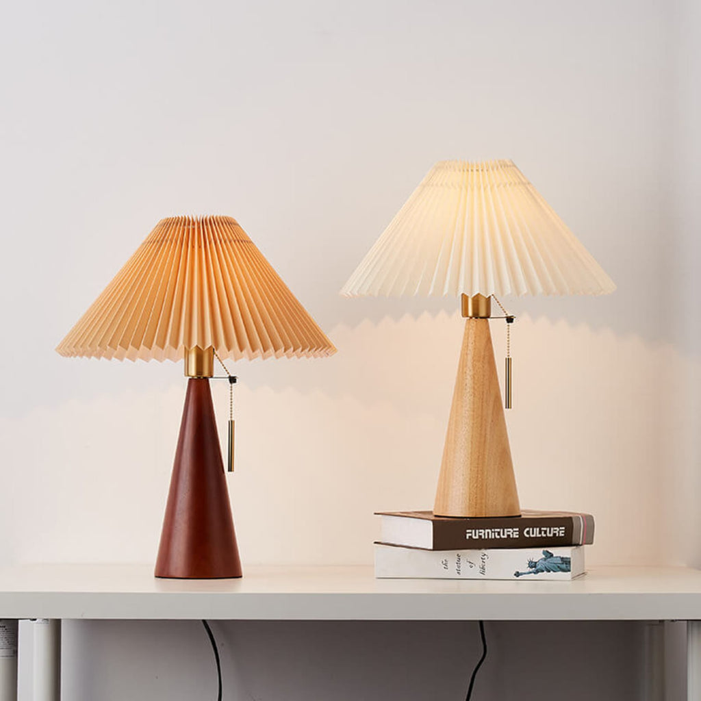 Scandinavian Wood Table Lamp With Fabric Shade — Greenwich Home & Living