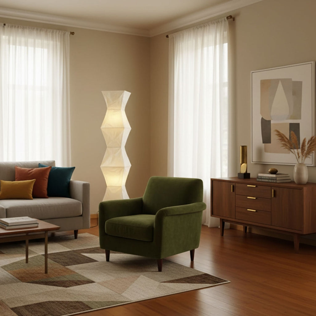 Modern Rice Paper Floor Lamp for Living Room and Bedroom — Greenwich Home & Living