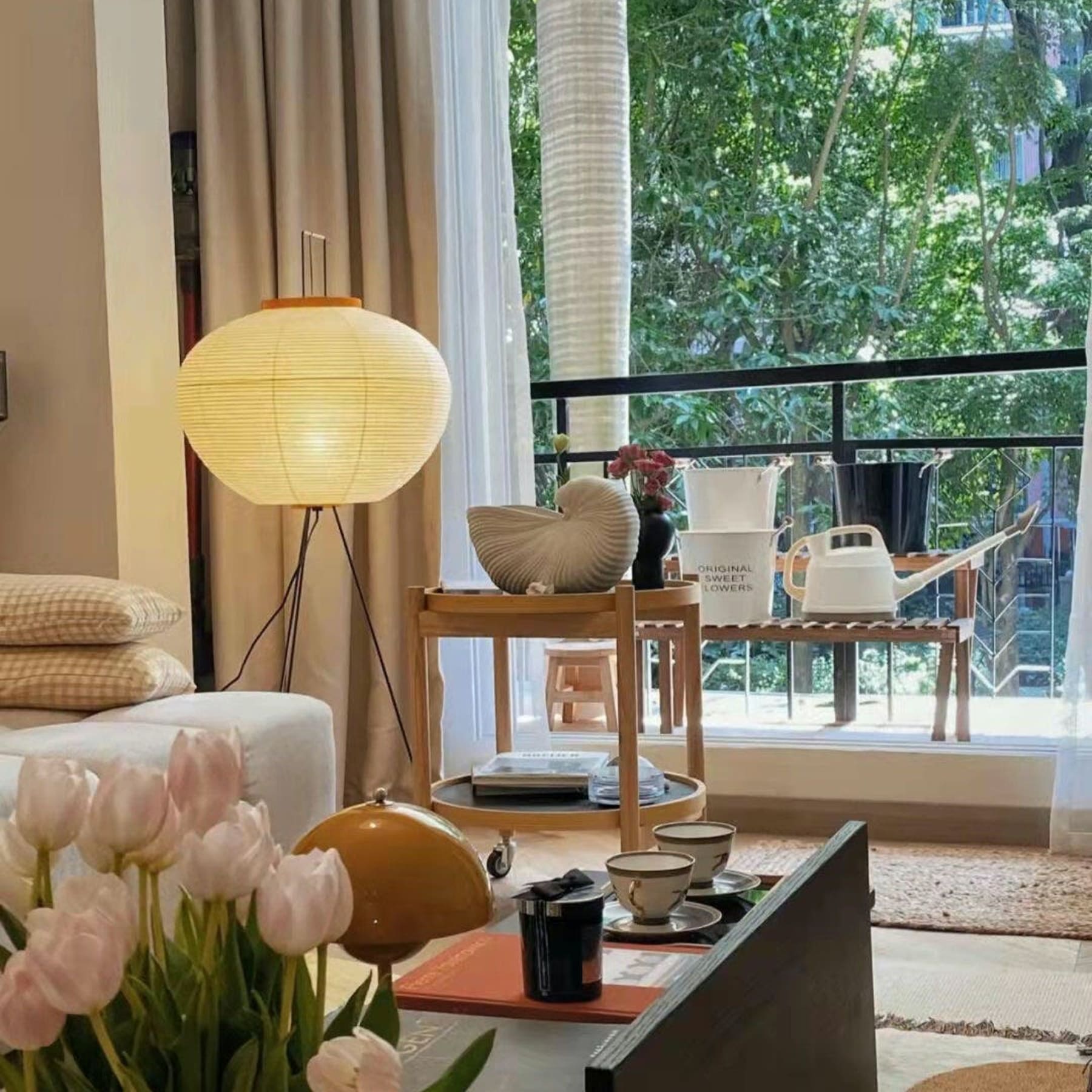 Modern Rice Paper Floor Lamp for Living Room and Bedroom — Greenwich Home & Living