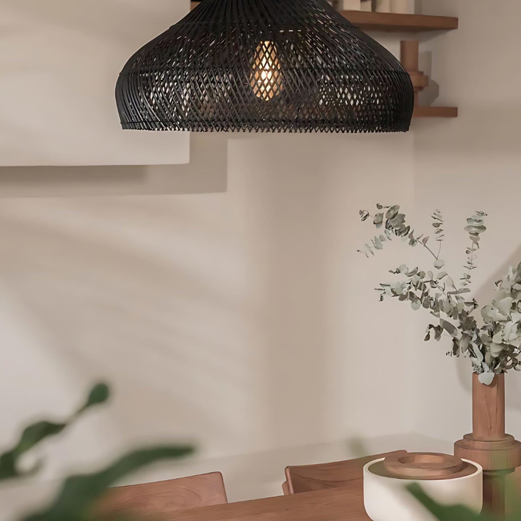 Bohemian Rattan Woven Pendant Light With Warm Glow for Dining Room — Greenwich Home & Living