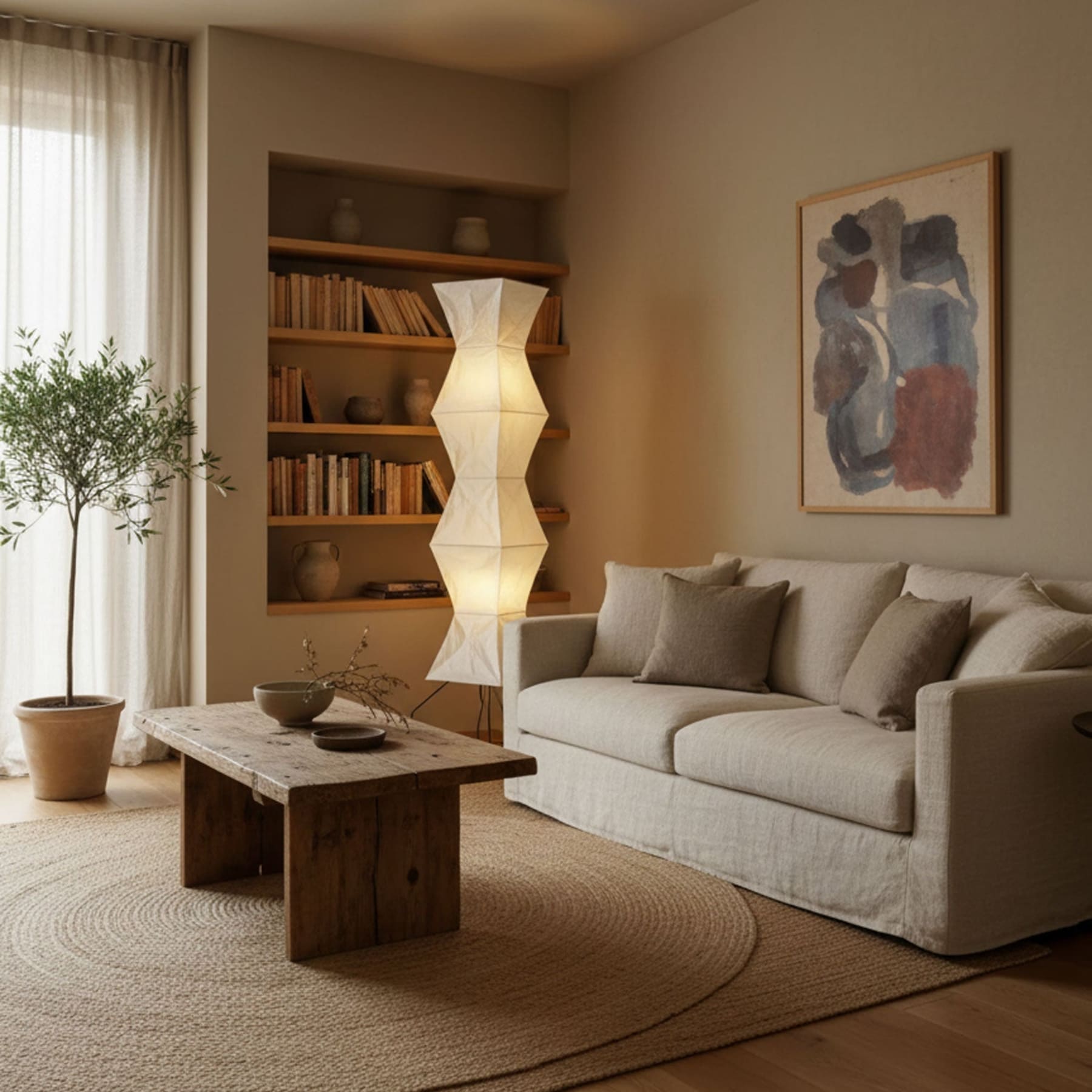 Modern Rice Paper Floor Lamp for Living Room and Bedroom — Greenwich Home & Living