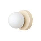 Minimalist Metal Glass Wall Light With Warm White Glow in Beige — Greenwich Home & Living